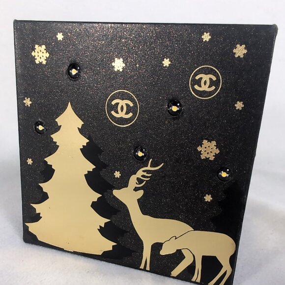 Chanel LED Stars Christmas Display Stand Black Gold Perfume Deer Box Riser Light - Picture 14 of 16
